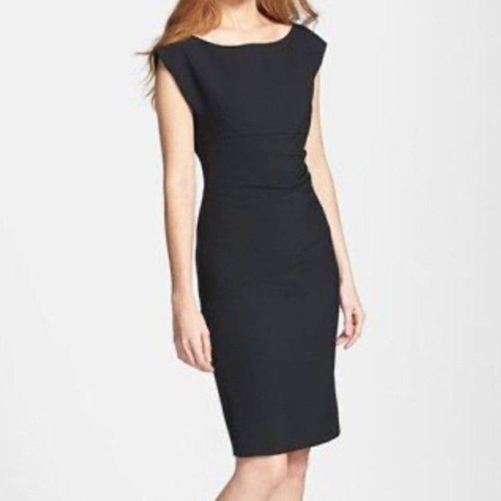 Classiques Entier Ruched Zipper Sheath Dress Black 4 Small - Picture 2 of 11
